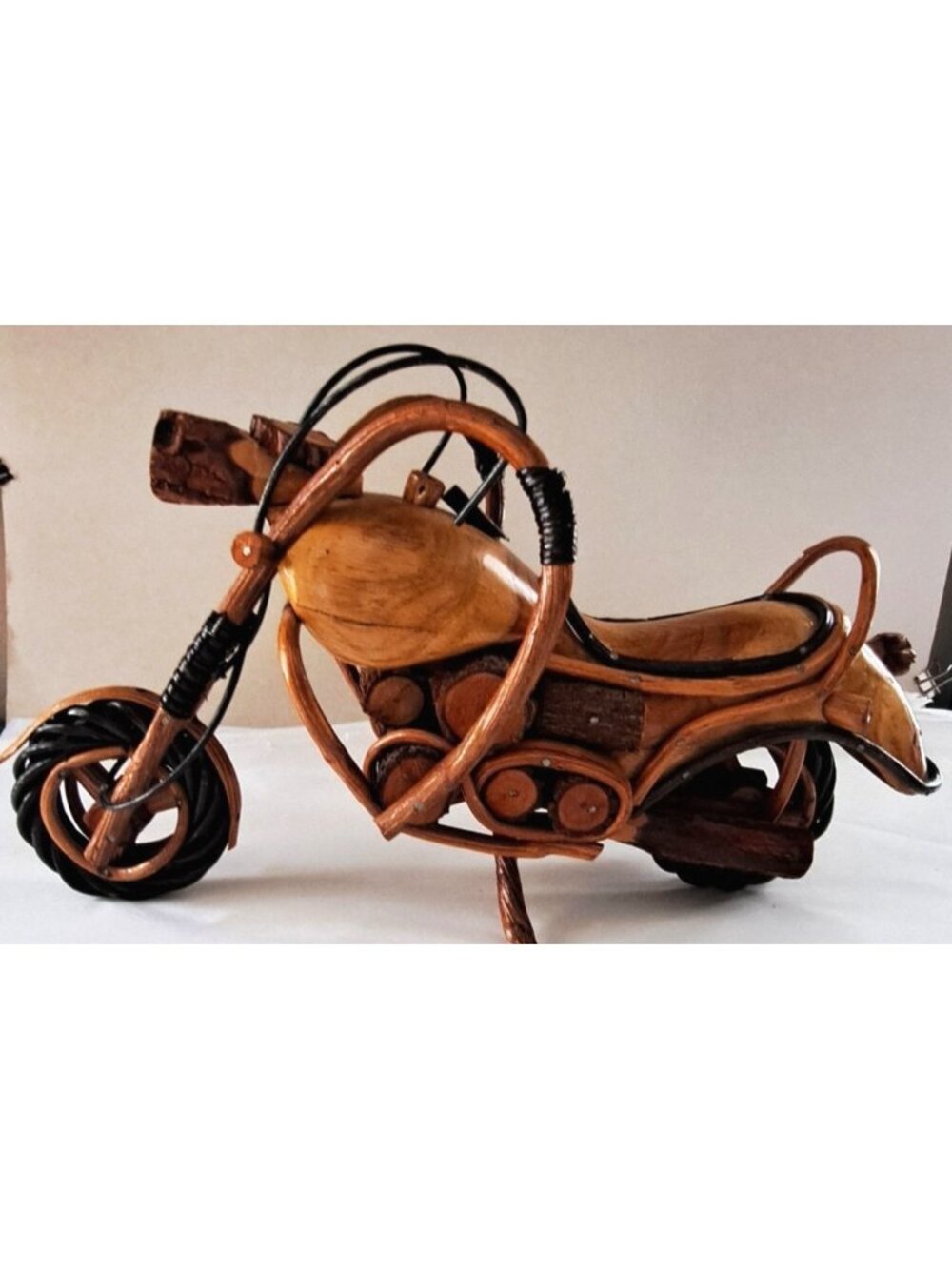 Wooden Motorcycle Chopper Bike 13"x 9"x 5" Desk Model Handmade Display